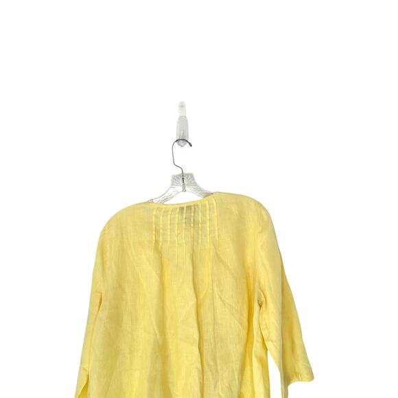 Soft Surroundings Yellow Pleated Lagenlook Coastal Linen Blouse Medium Petite - Picture 8 of 12